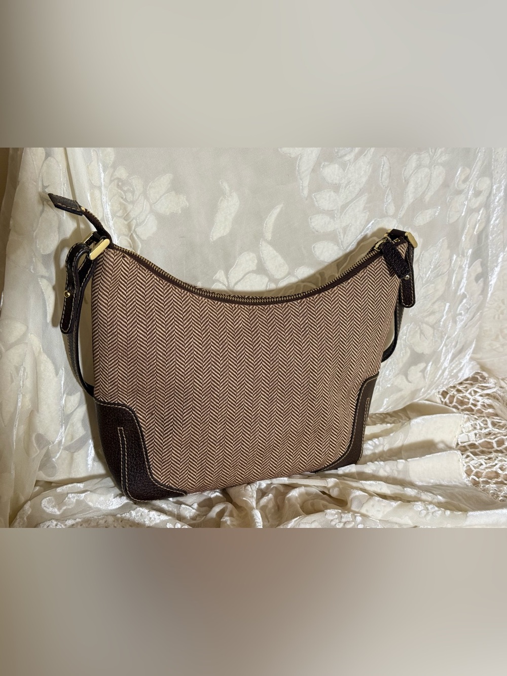 Vintage Lauren Ralph Lauren Herringbone Shoulder Bag Chevron Purse